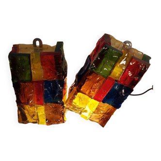 Pair of Jean Simon Labret cut glass wall lights