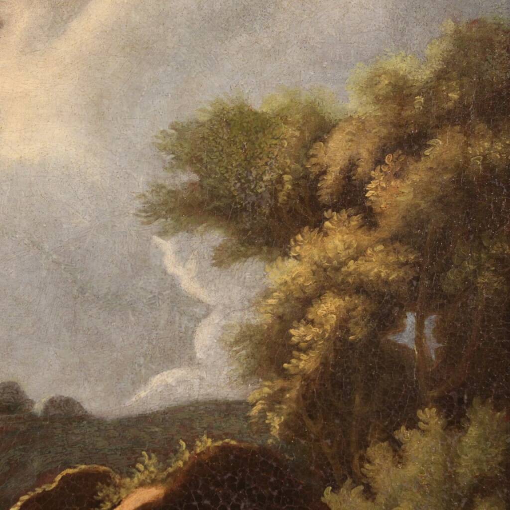 Painting wooded landscape with St. John the Baptist from 18th century