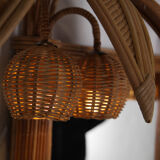 Lighted mirror in rattan 100x80cm