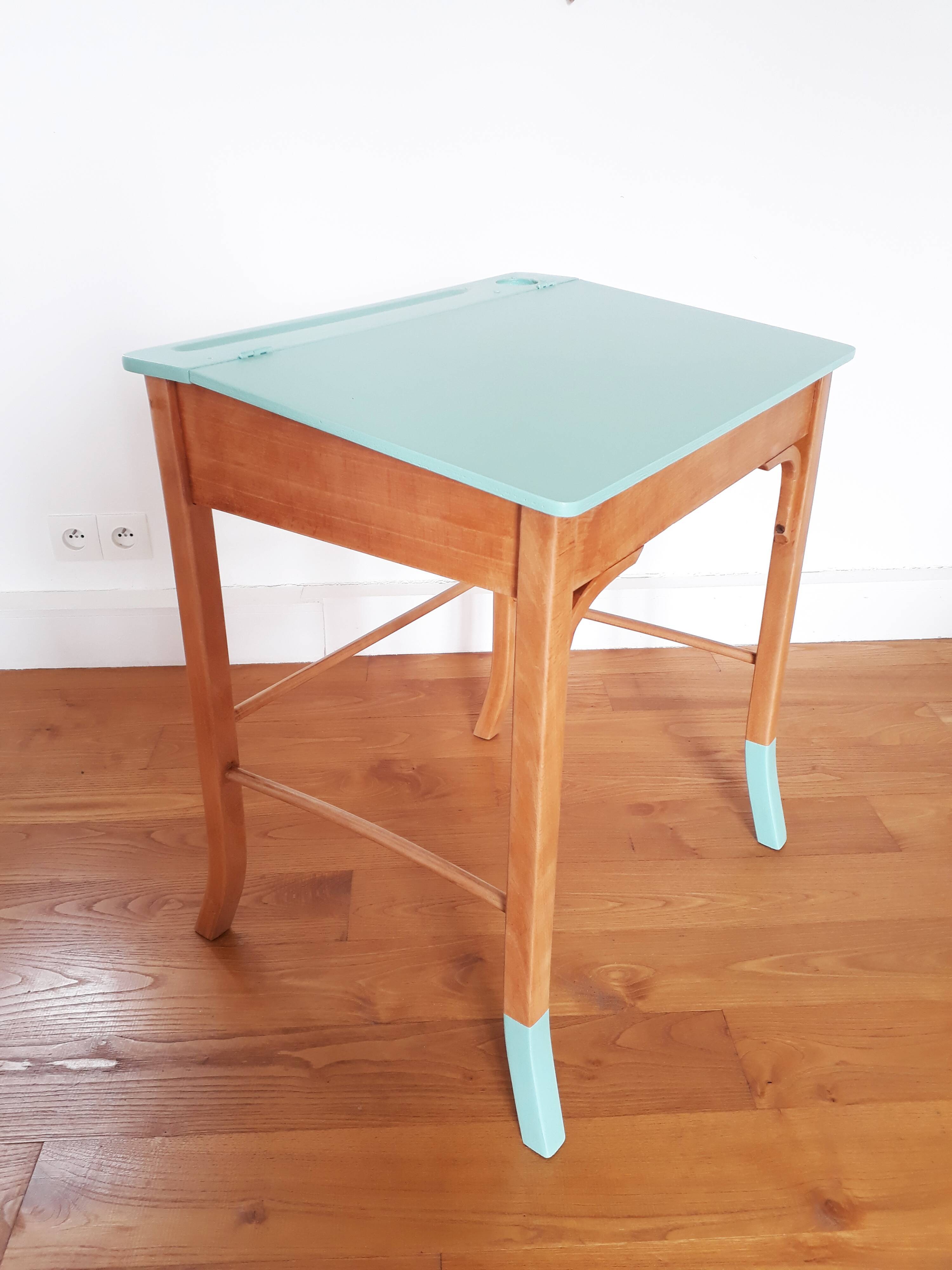 Bureau pupitre enfant Baumann années 50 vert