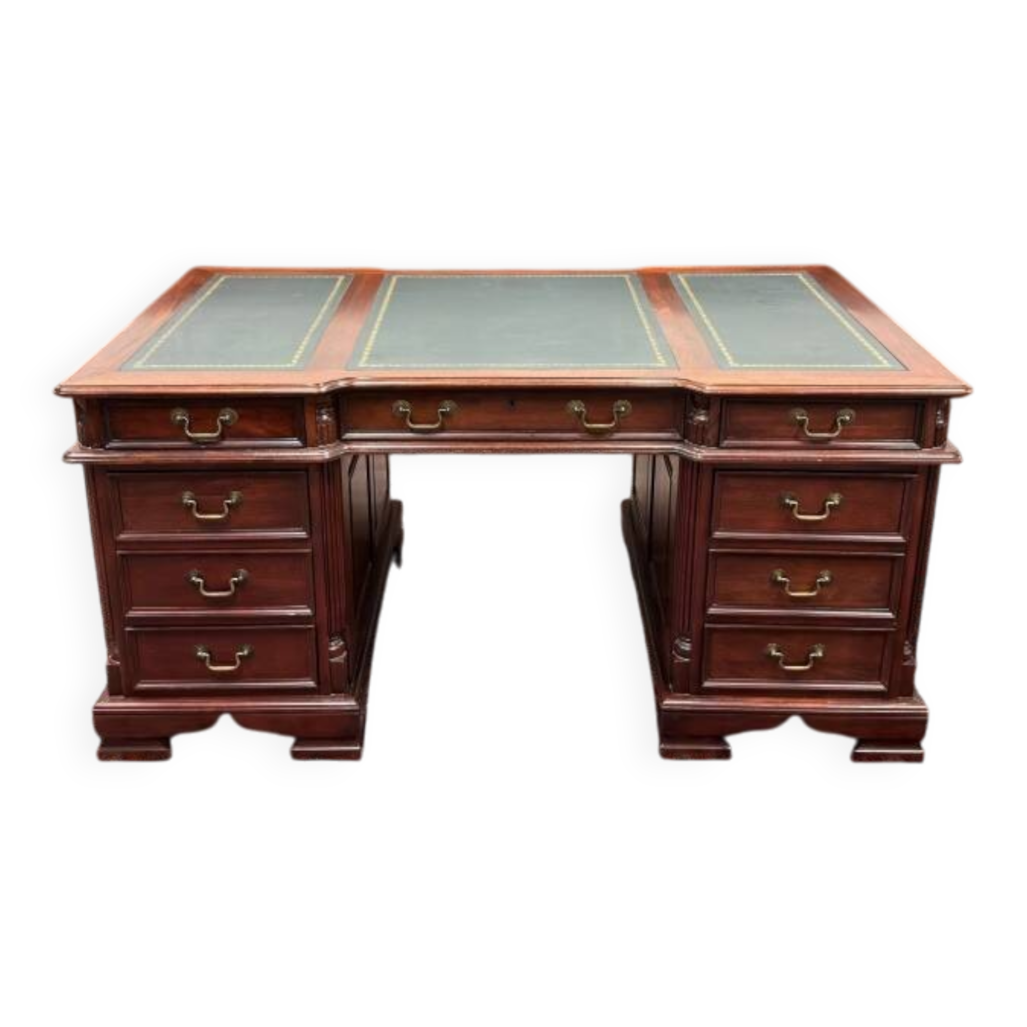 English Chesterfield Desk with Green Leather