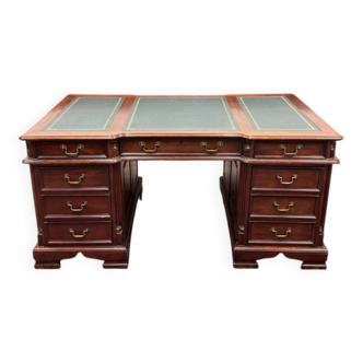 Bureau Chesterfield anglais avec cuir vert