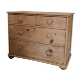 Old English chest of drawers in pine entirely sanded