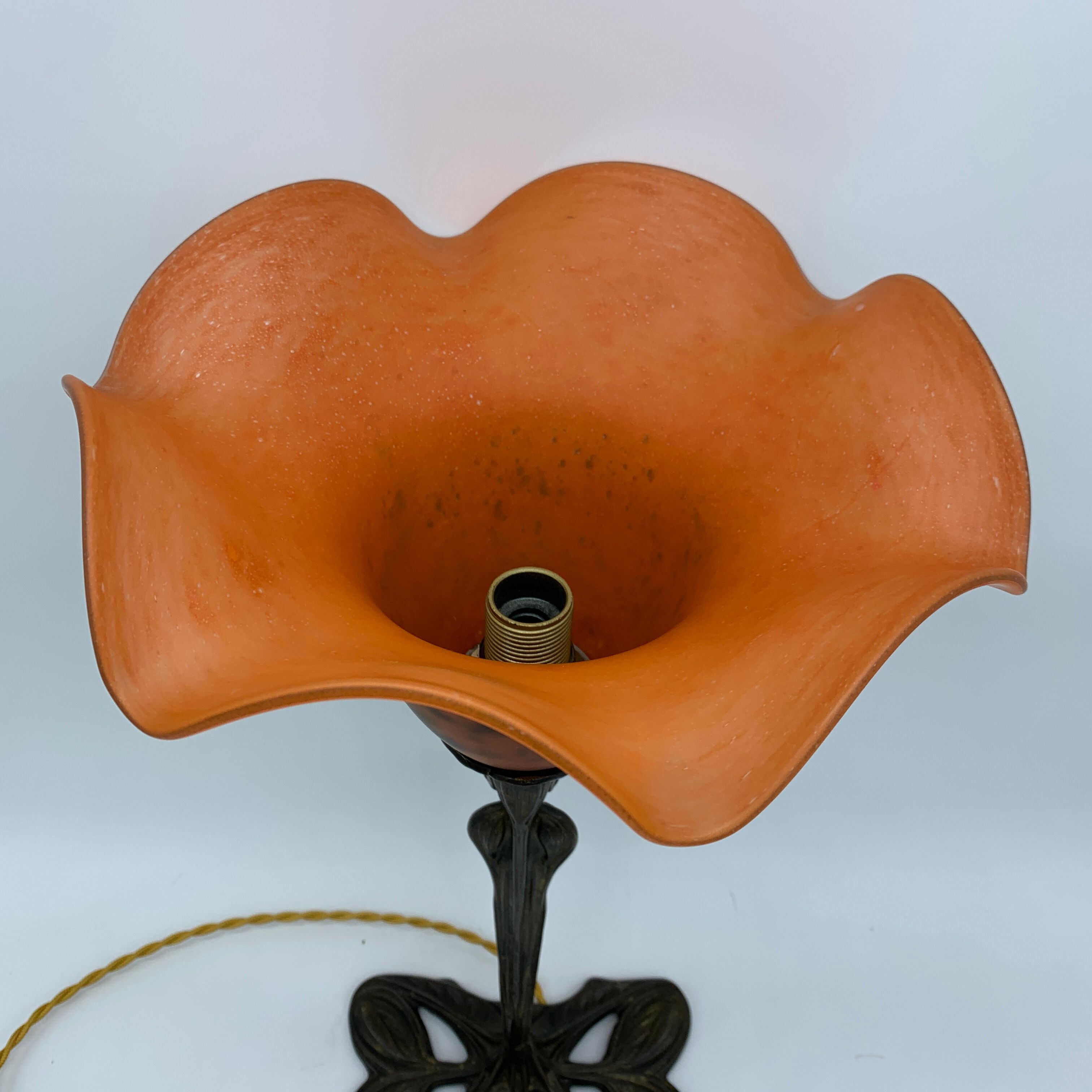 Art Nouveau Bronze style lamp and glass pasta