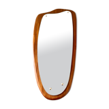 Vintage triangular wall mirror teak frame - 80x37cm