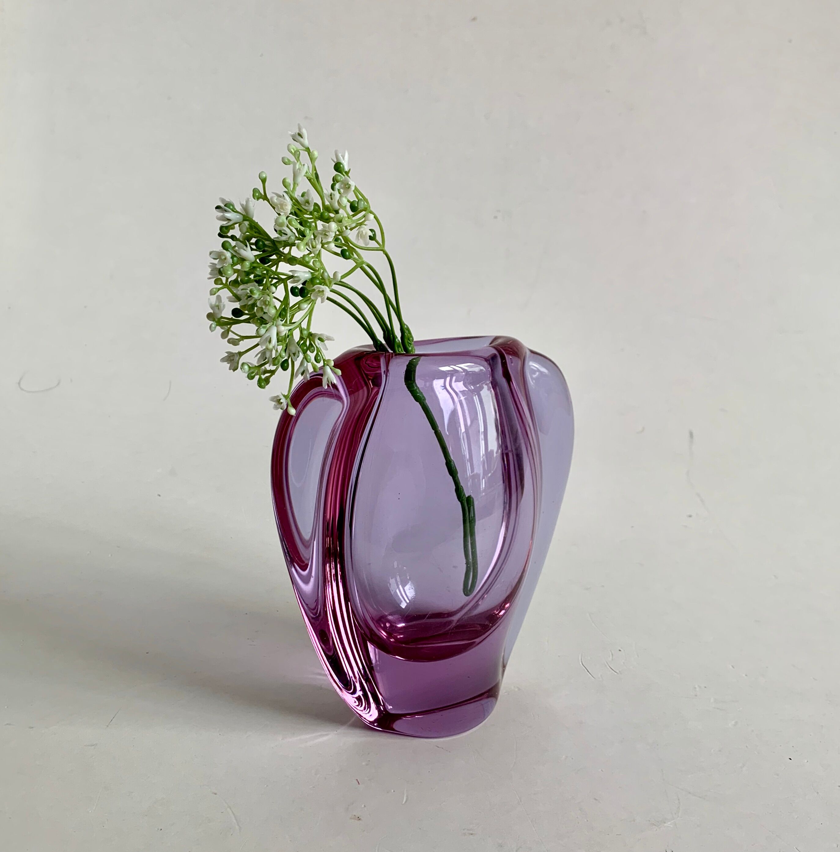 Alexandrite glass vase by M. Klinger, 1960s