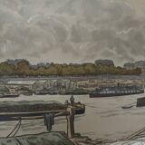 Lithograph by Henri Rivière, Parisian Landscapes - The Quai d'Austerlitz