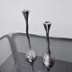 Pair of zigzag candle holders, solid aluminum and polished stone, art3, Spain, 1970