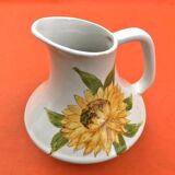 Ancien pichet céramique émaillée décor tournesol