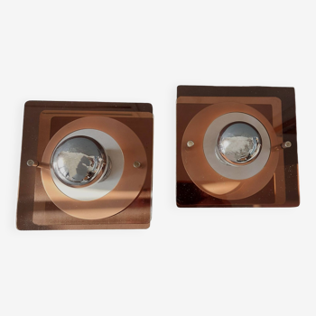 Pair of "Disco" wall lights Jocelyne Trocmé for Oxar 1970, Vintage.