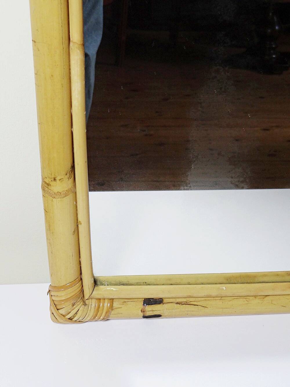 Large bamboo arch wall mirror, Italian, Riviera style, 1950s-60s.