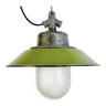 Lampe à Suspension Industrielle en Émail Vert et en Fonte, 1960s