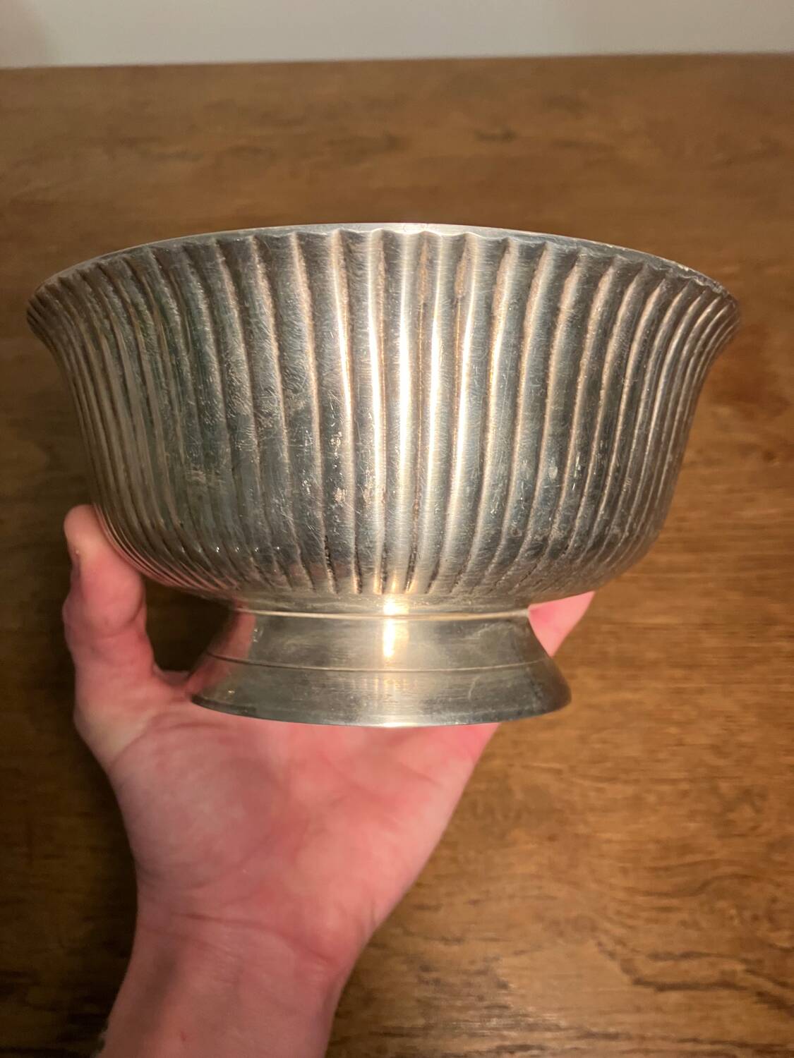 Silver metal stand bowl