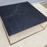 Coffee table or black marble and brass display "in its own juice"