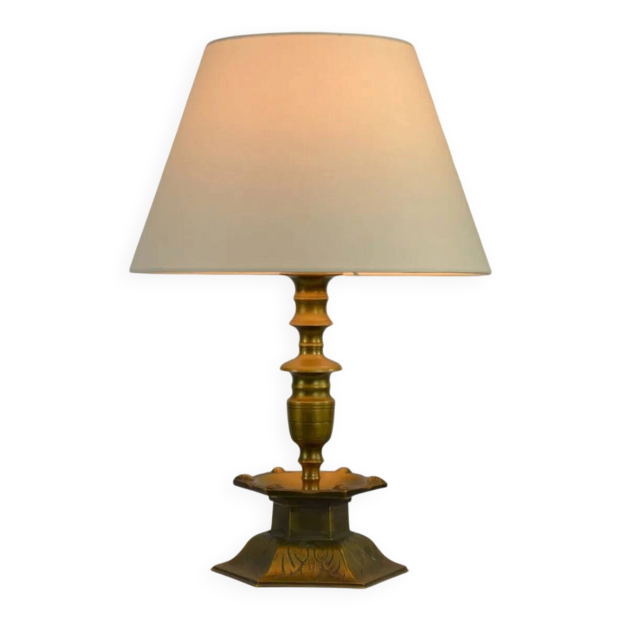 Solid Brass Table Lamp by Oscar Antonssons for Ystad-Metall, Sweden, 1940s