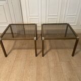 Side tables in striated gilded metal