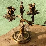 Pair of bronze candlesticks, rococo, 2 lights