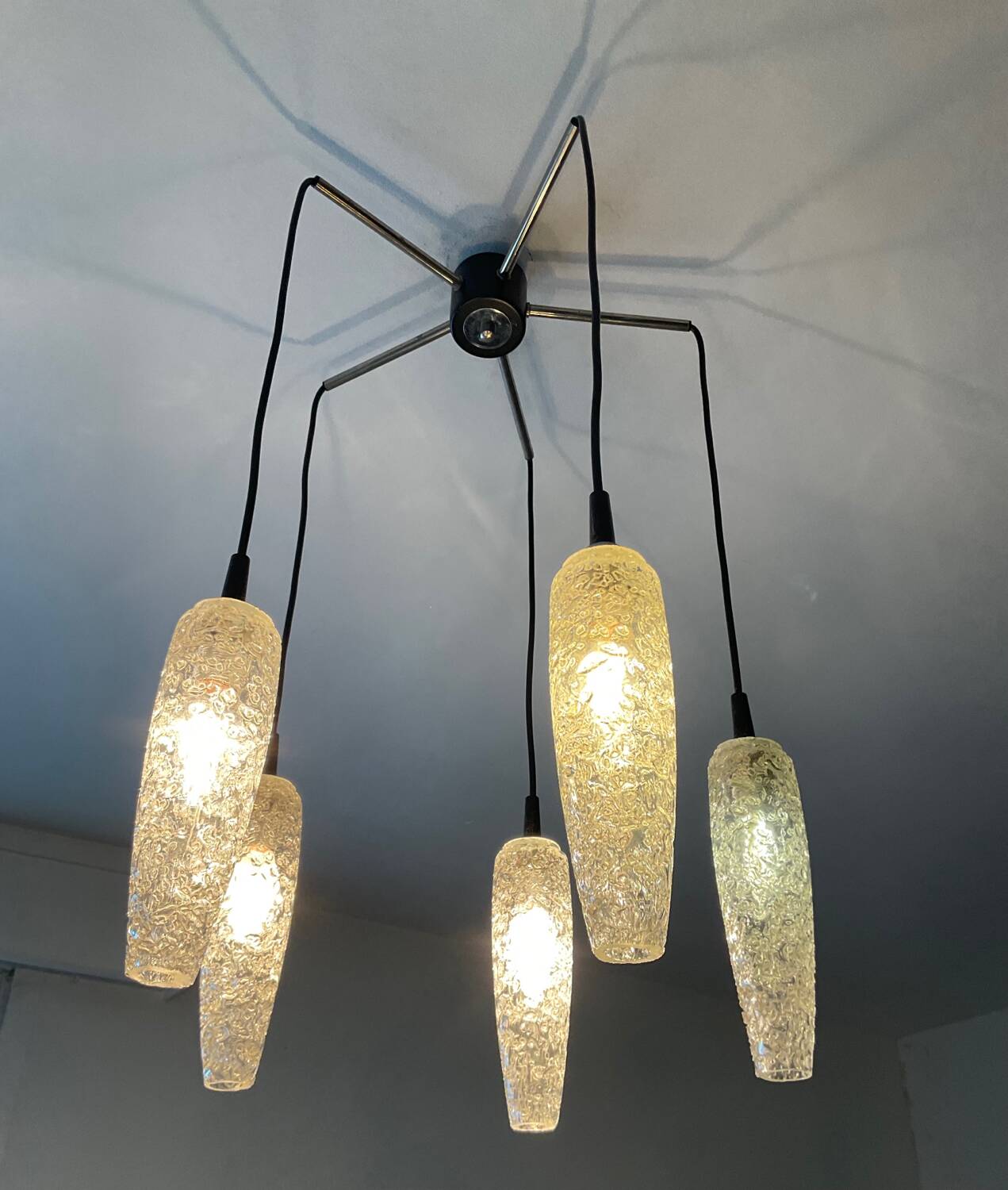 Vintage 5-light chandelier from the 60s