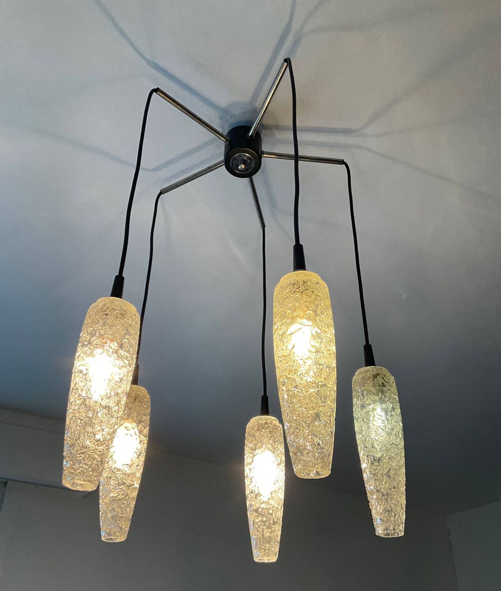 Vintage 5-light chandelier from the 60s