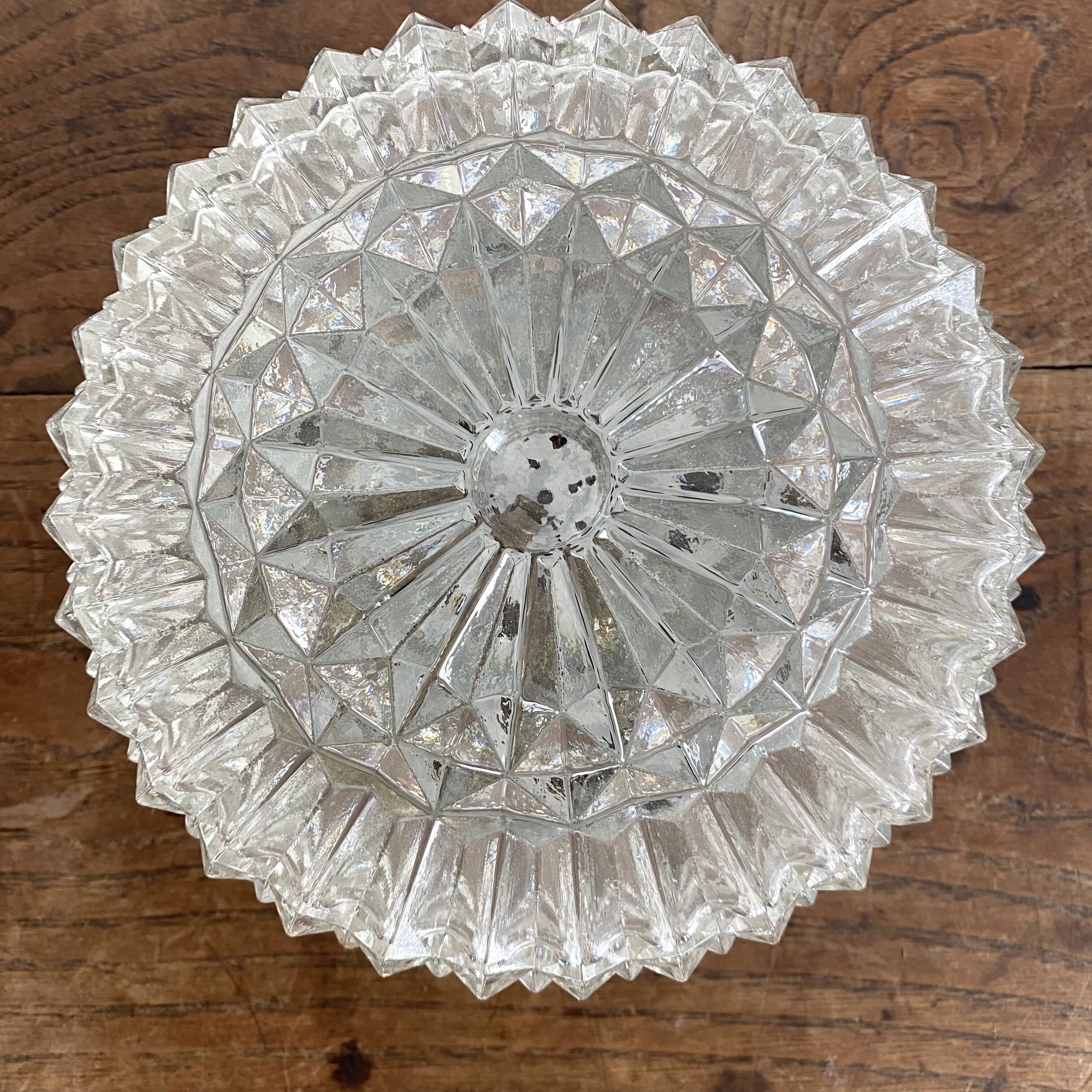 Vintage round molded glass ceiling light