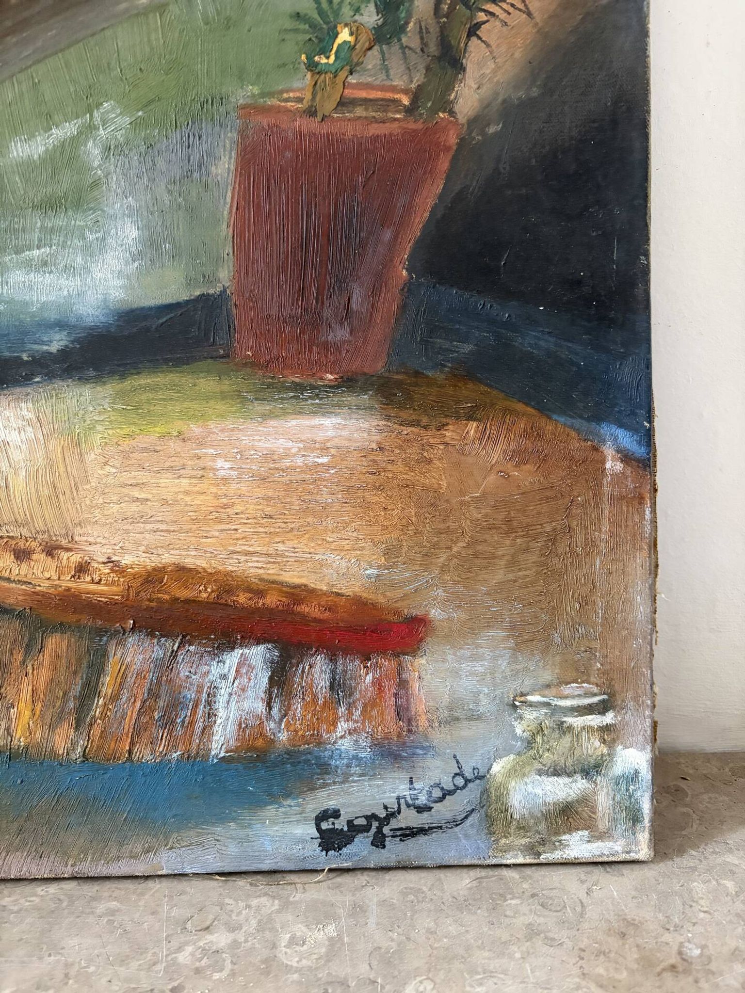 La table de rempotage, nature morte, huile sur toile