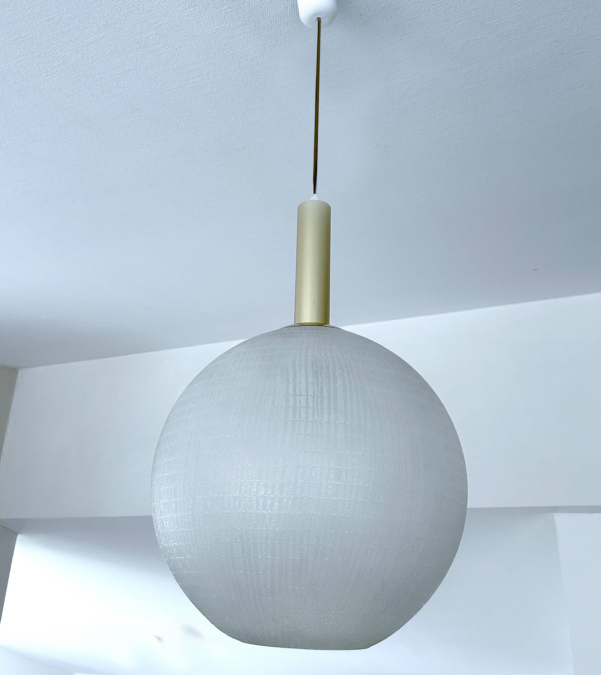 Large vintage glass ball pendant light, 60s