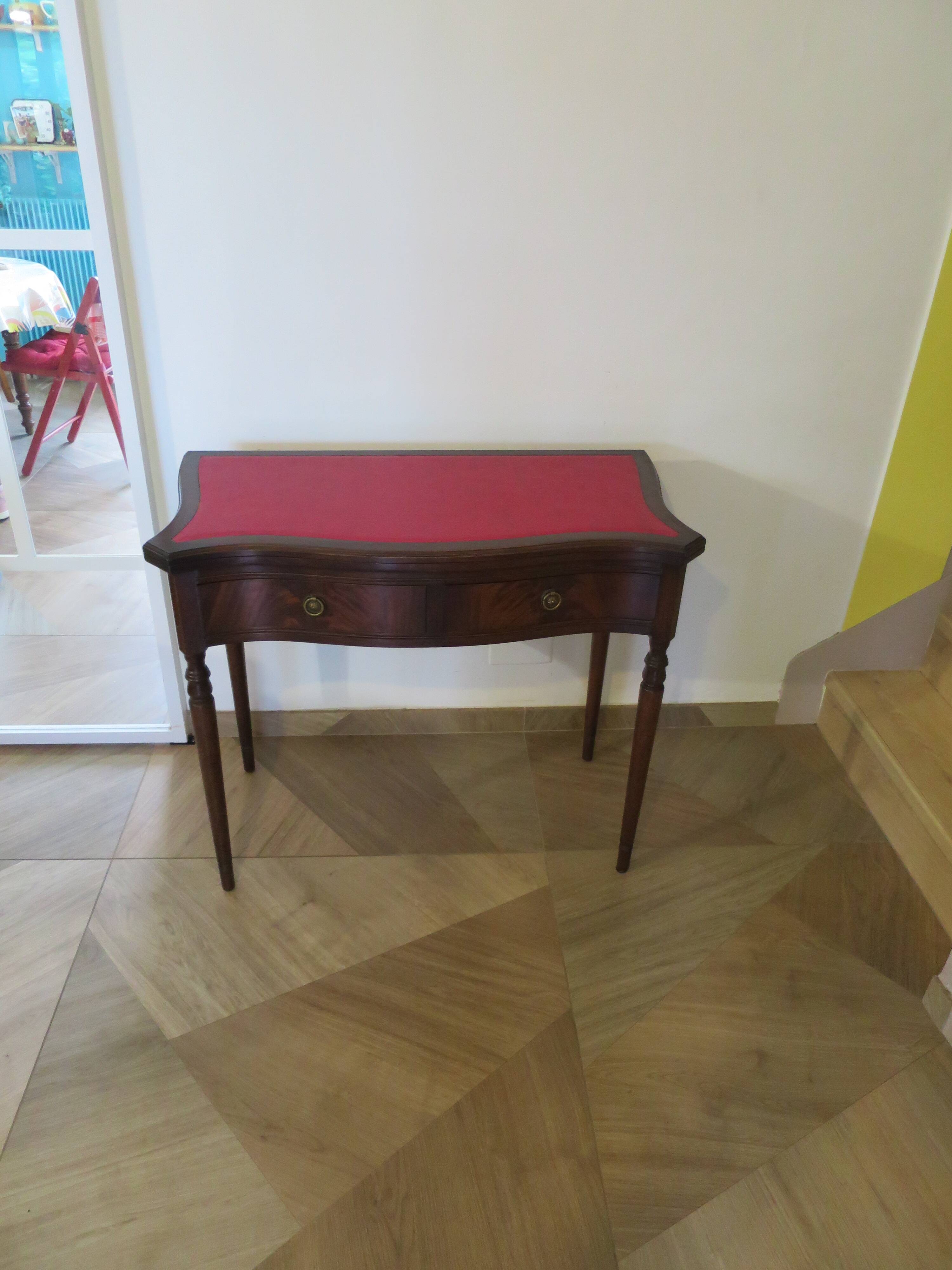 Table d’appoint extensible -Bureau-Années 80-Louis XV-teinte acajou