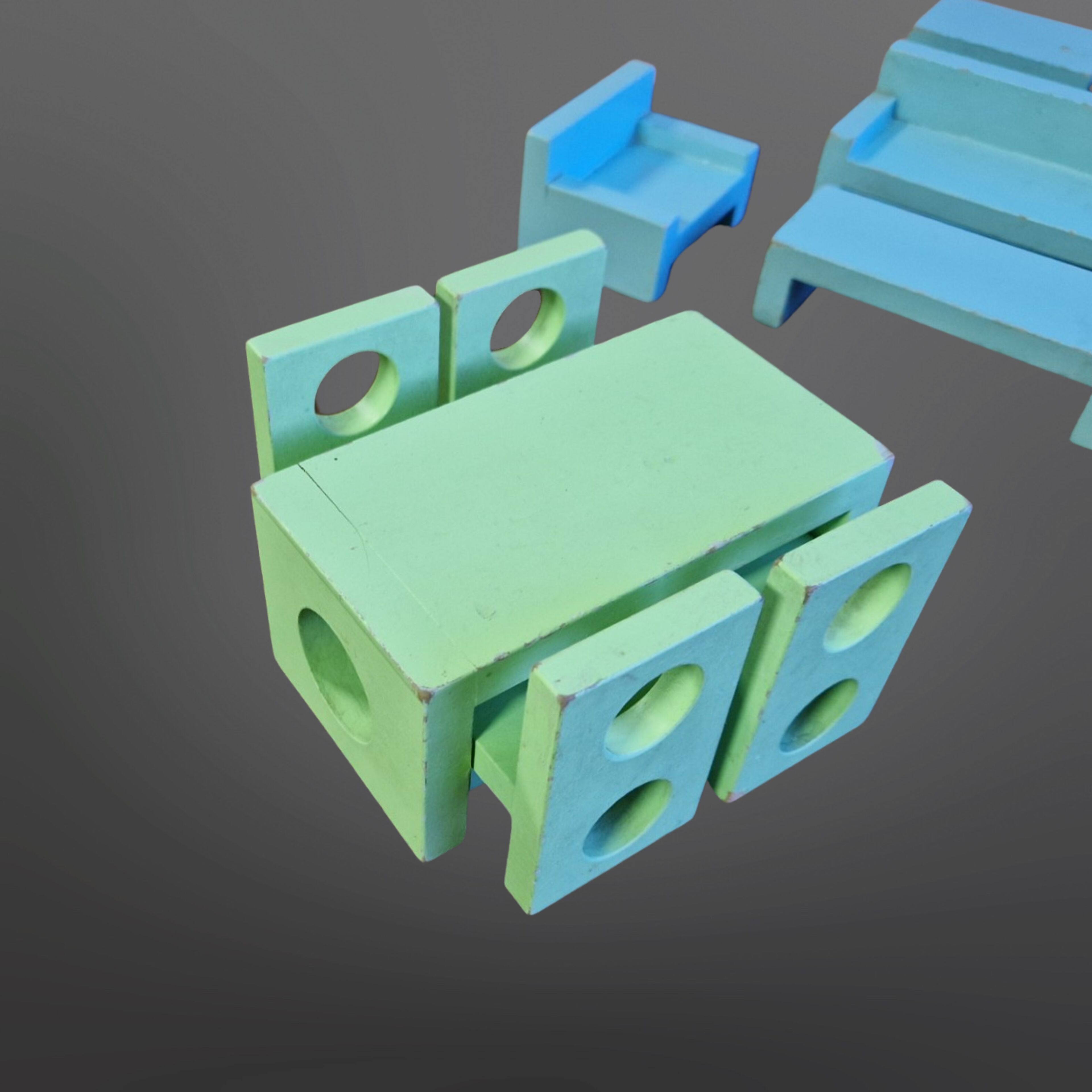 Modernist miniature furniture set made from wood, Germany 1920s