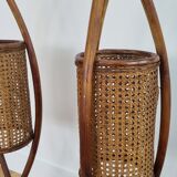 Pair vintage rattan lanterns