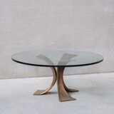 Bronze and glass belgium mid-century coffee table