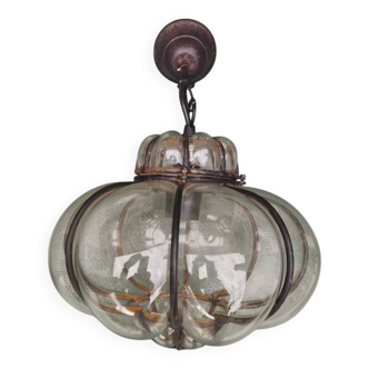 Glass and iron chandelier