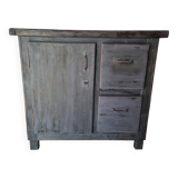 1930s Grey Patina Pine Garage Workbench