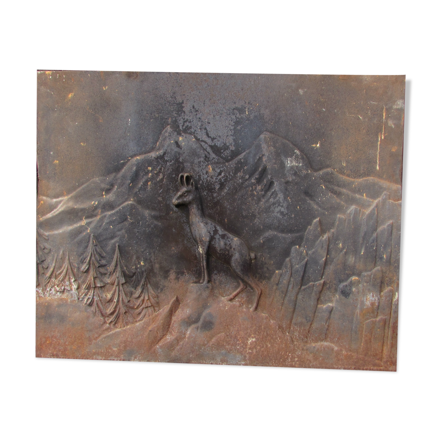 Old cast iron chimney plate