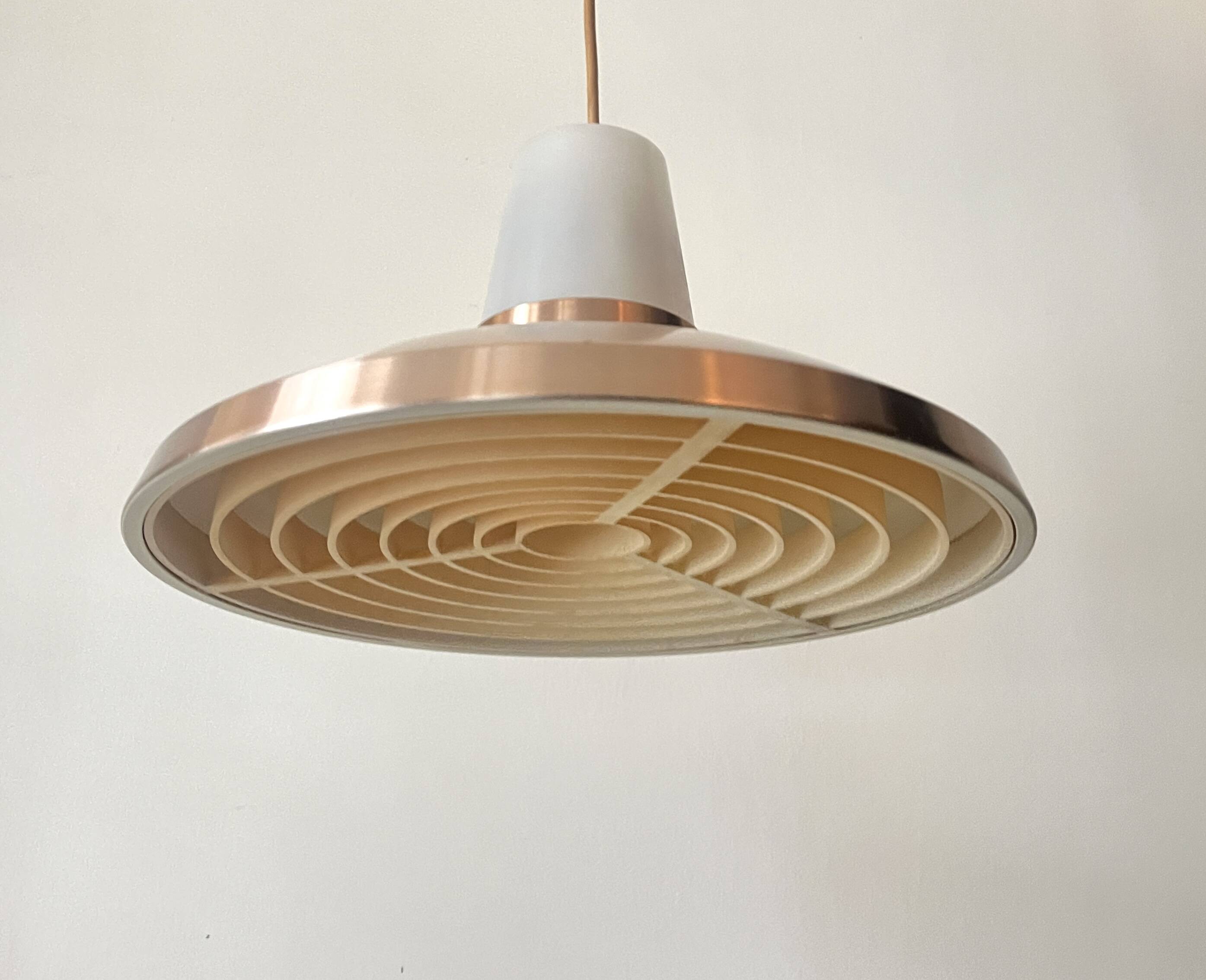 Mid-century Scandinavian pendant light in pink chrome metal, 1970s design