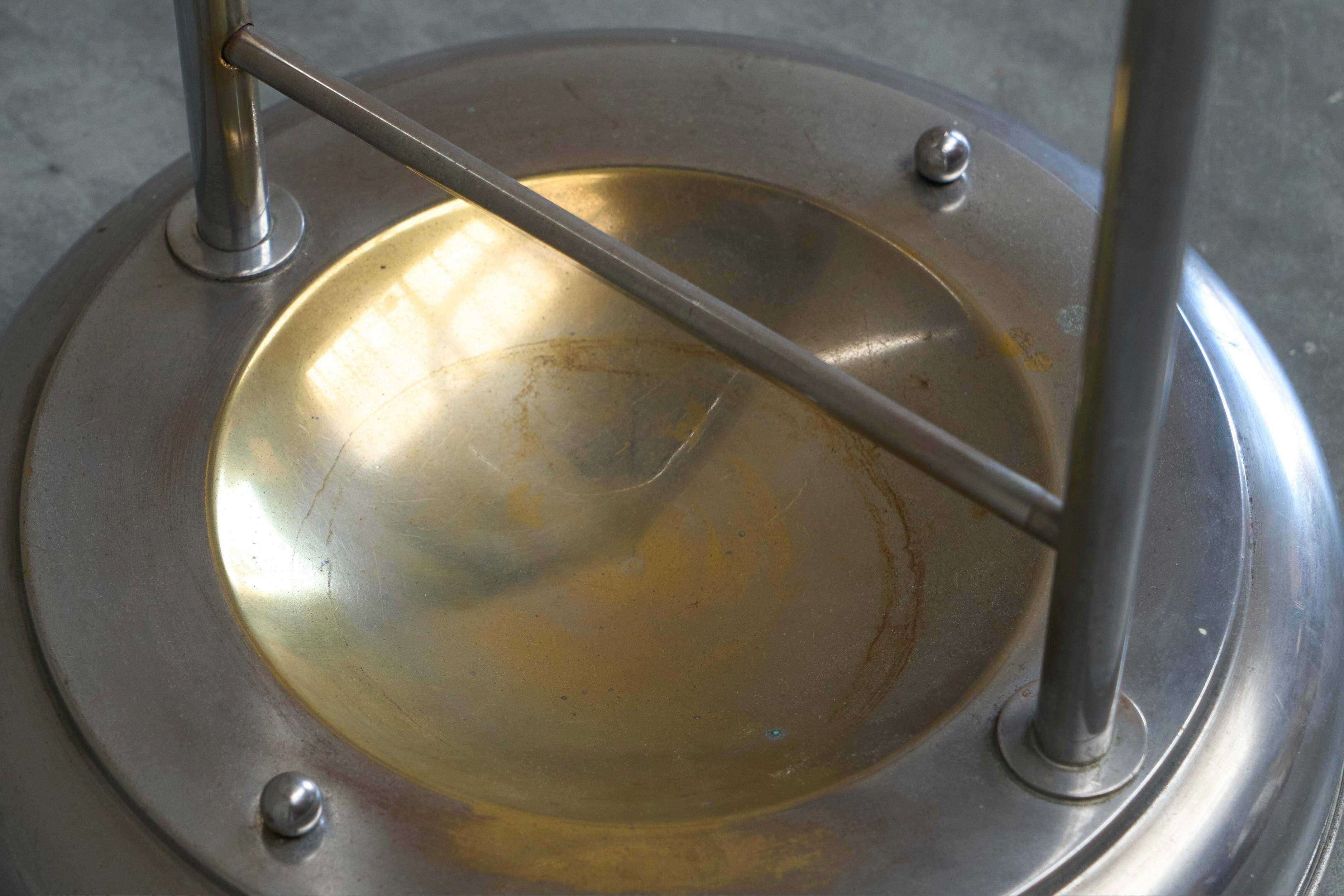 Bauhaus-style umbrella stand in chrome brass, 1960s