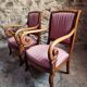 Paire de fauteuils français en noyer – style Restauration – années 1950