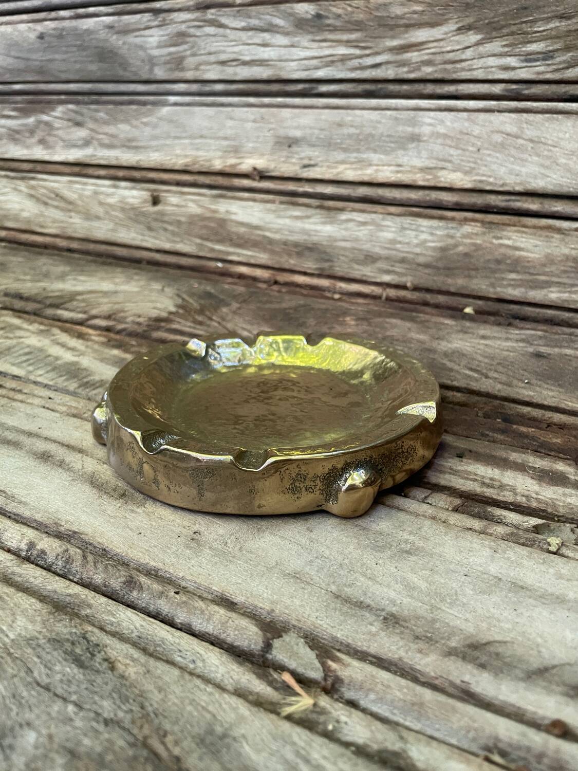 Italian Brutalist Brass Ashtray by Tonini