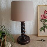 Turned wooden table lamp - vintage