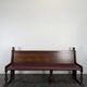 Art Deco brasserie bench in oak and bordeaux leatherette seat 220 cm