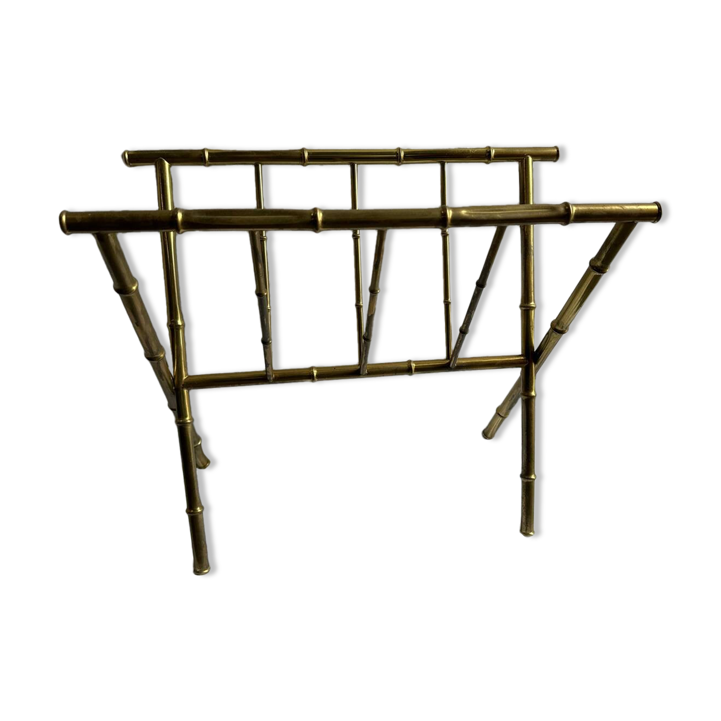 Hollywood Regency Brass and Bamboo Magazine Rack by Maison Baguès, 1970s