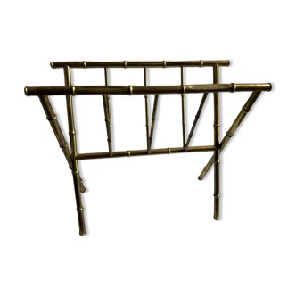Hollywood Regency Brass and Bamboo Magazine Rack by Maison Baguès, 1970s