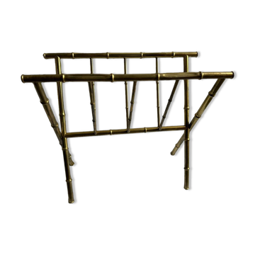 Hollywood Regency Brass and Bamboo Magazine Rack by Maison Baguès, 1970s