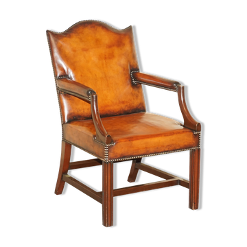Fauteuil de bureau Gainsborough restauré cuir teint à la main