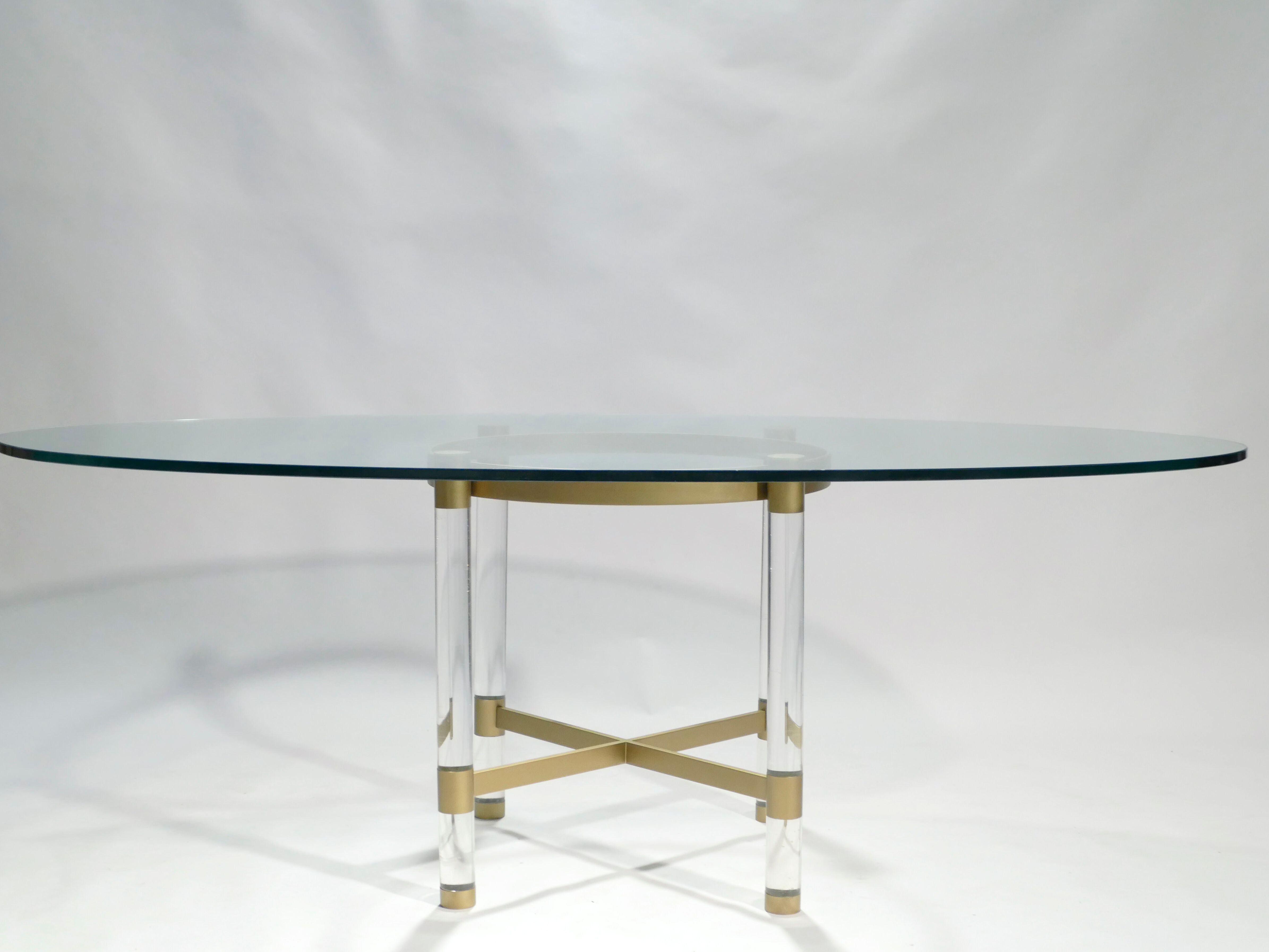 Plexi table Sandro Petti for Metalarte 1970 in brass