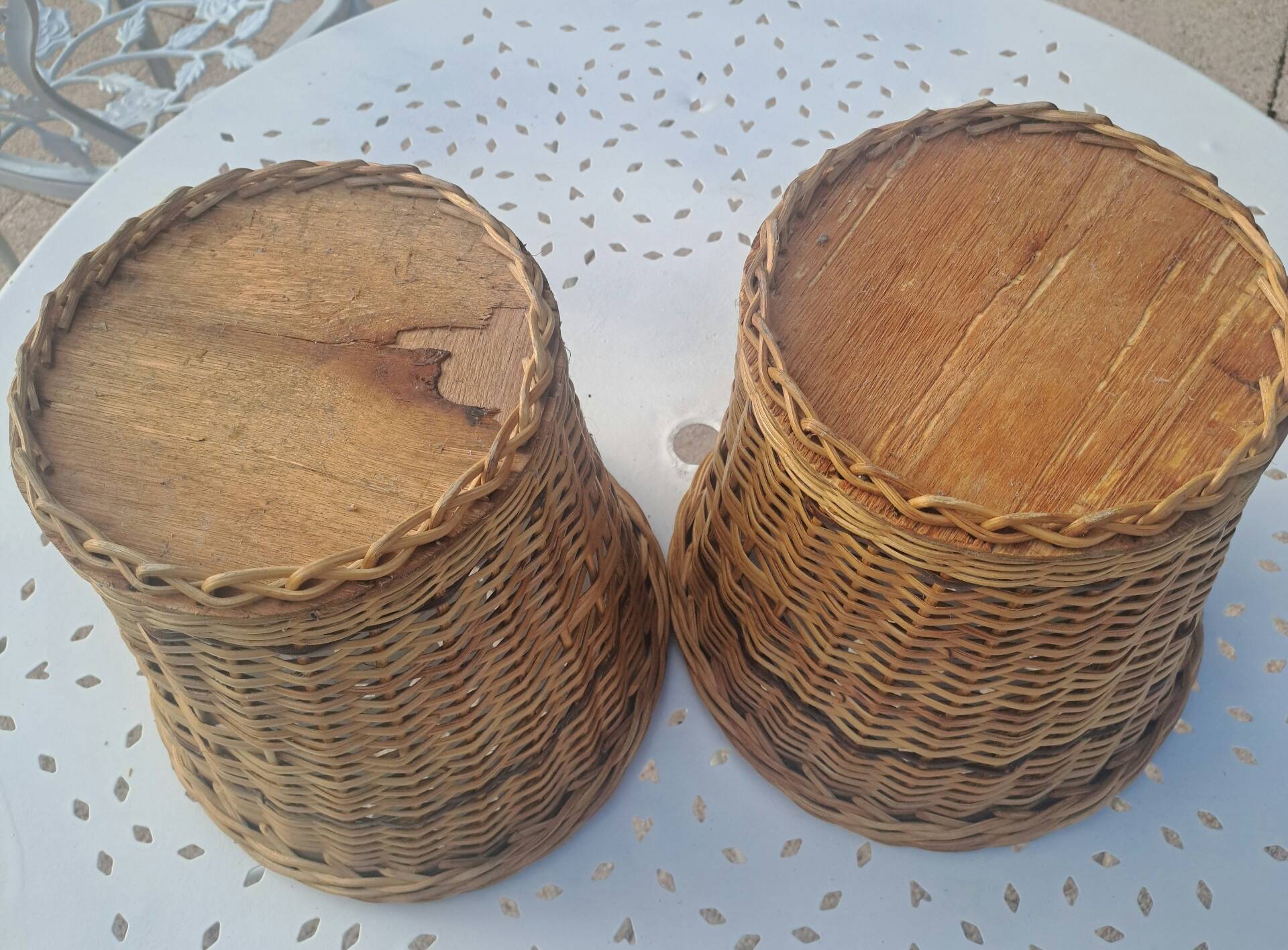 Pair of wicker plant pots