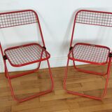 Pair of folding chairs Talin metal red