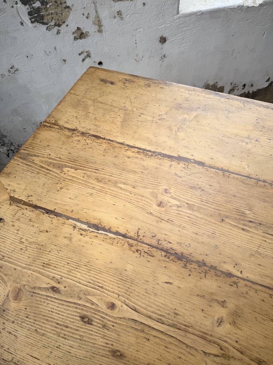 Pine and oak farmhouse table with multiple drawers, communal type, 240cm.