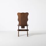 Set of 6 Dutch brutalist dining chairs in stained oak, 1970s