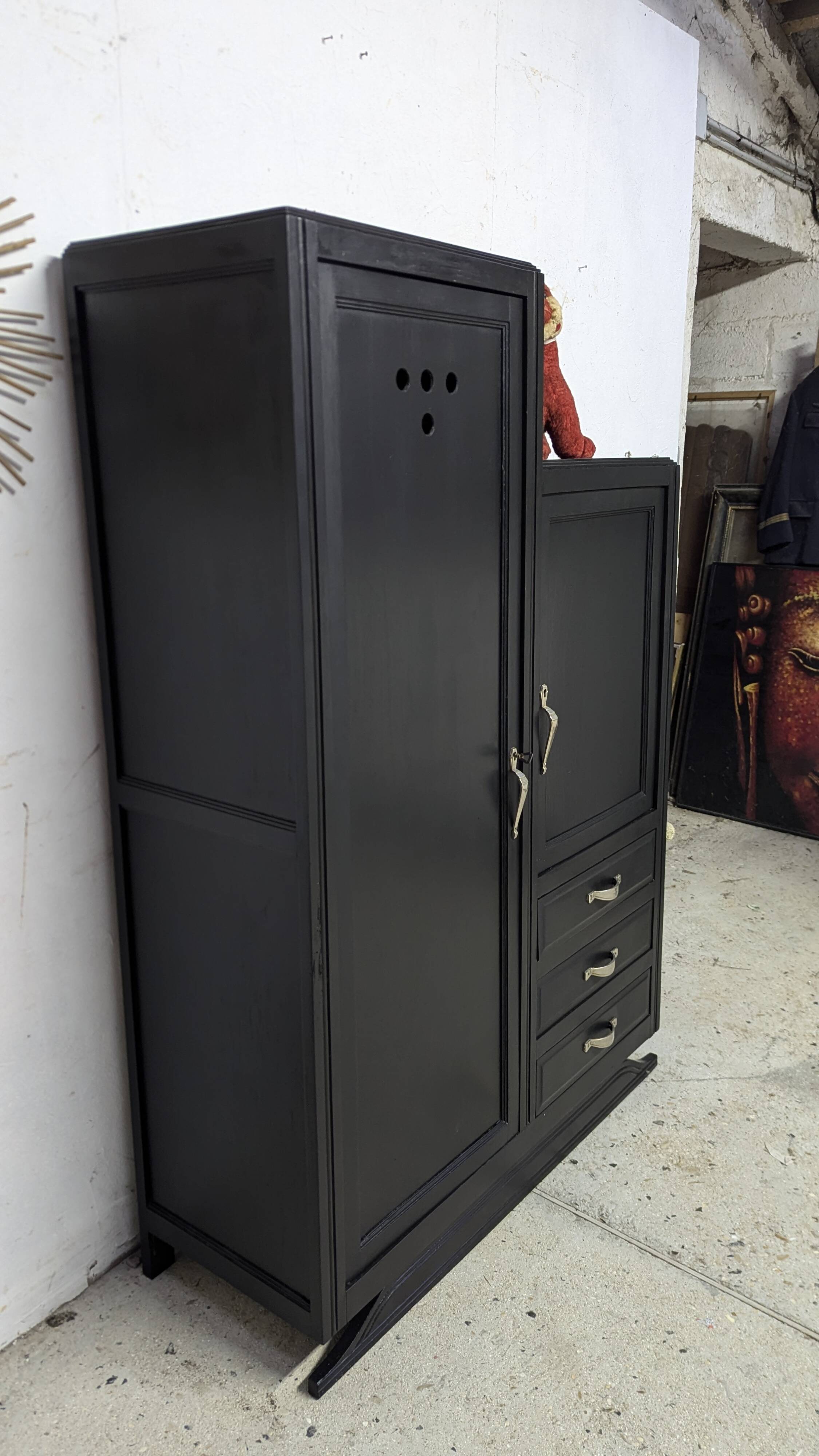 Wardrobe combo linen closet dresser Parisian patina