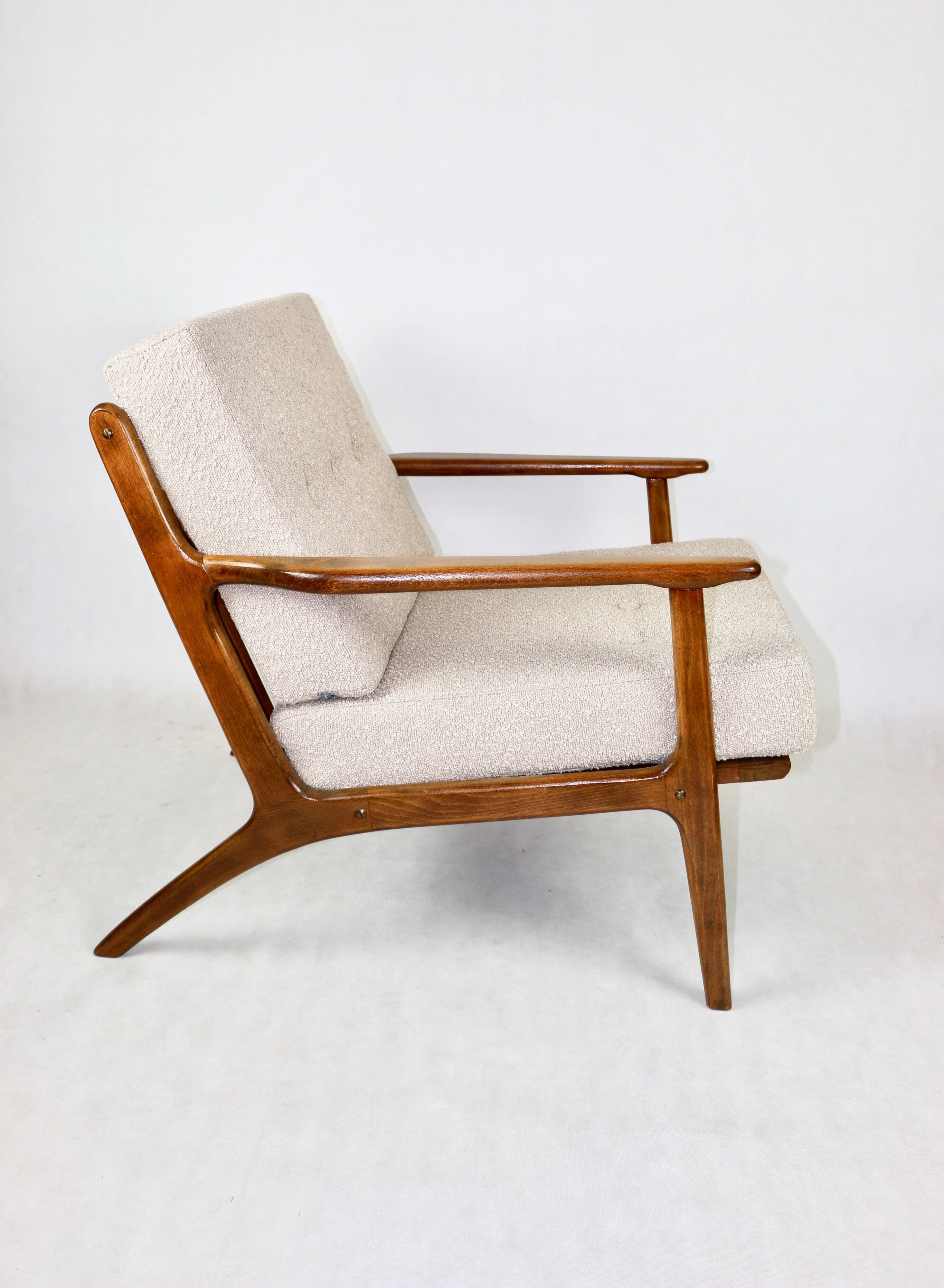 Danish Vintage Beige Boucle Armchair, 1970s